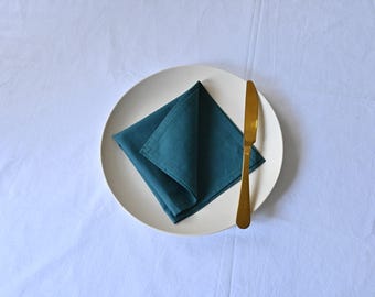 Große Teal Blaue Baumwollservietten: Weiches gewaschenes Esstuch
