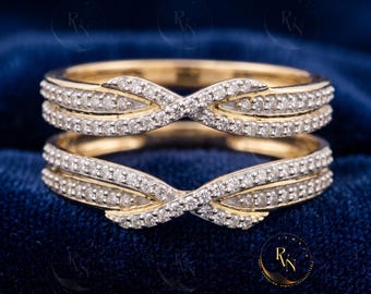 Sterling Silver Infinity Ring Enhancer, Diamond Accent Wedding Guard, Solitaire Enhancer Band