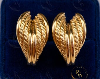 Textured Hoop Earrings, Vintage Rope Design, 925 Sterling Silver Huggies