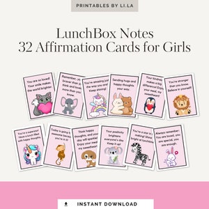 Druckbare Affirmationskarten für Mädchen - Lunchbox | Motivationskarten | Positive Gedanken für Kinder und Jugendliche