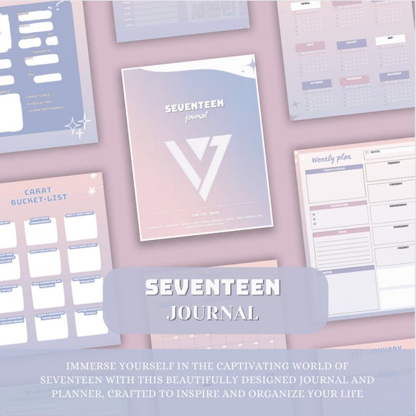 seventeen journal planner 2024 calendar Kpop digital download | printable | GoodNotes | daily weekly monthly planner pdf digital planner