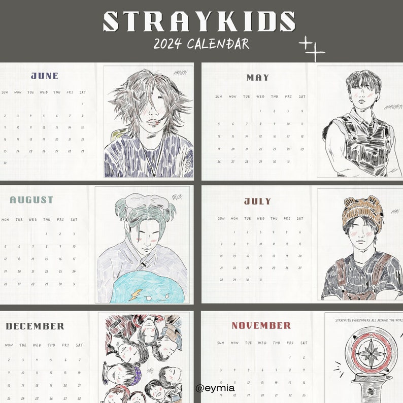 Straykids Kpop Monthly Calendars 2025 Digital Calendars Pdf Digital