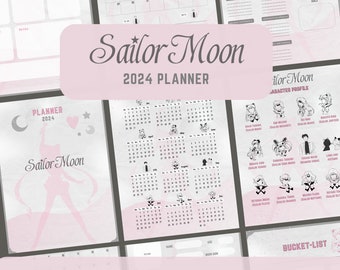 sailor moon anime digital planner | journal | 2024 | calendars | printable | daily weekly monthly planner pdf | goodnotes | aesthetic anime