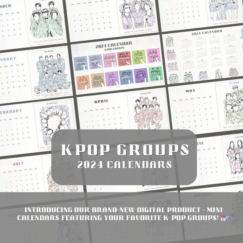 Digital Kpop Calendar 2024 Calendar Printable Pdf Goodnotes Monthly