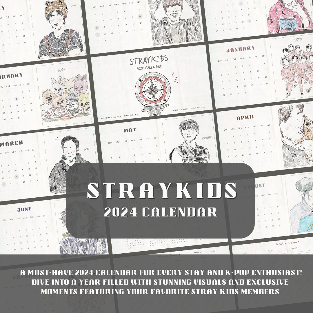 Straykids Kpop Monthly Calendars 2024 Digital Calendars Pdf Digital