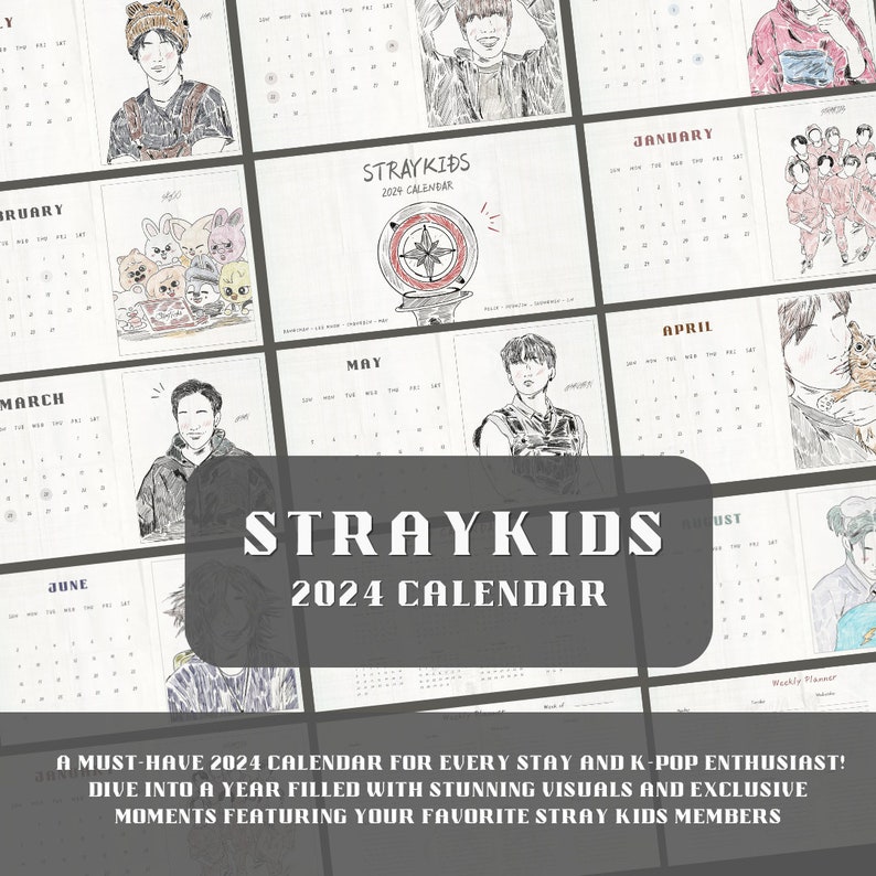 Straykids Kpop Monthly Calendars 2025 Digital Calendars Pdf Digital