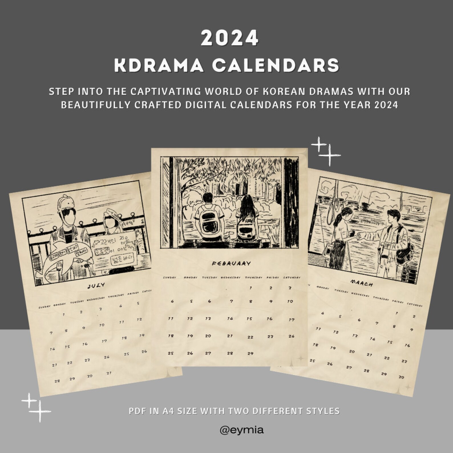 Digital Kdrama Calendar 2024 Calendar Printable Pdf Goodnotes for