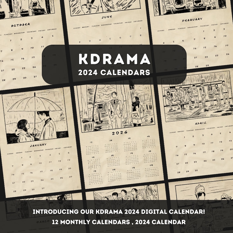 Digital Kdrama Calendar 2024 Calendar Printable Pdf Goodnotes for