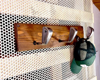 Handmade golf coat rack from real clubs | Unique Christmas gift for golfer husband | Rustic golf decor | Recycled irons