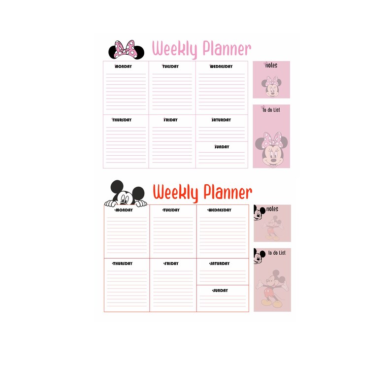 Mickey Mouse and Minnie Mouse Weekly Planner Kids Planner , Lesson ...