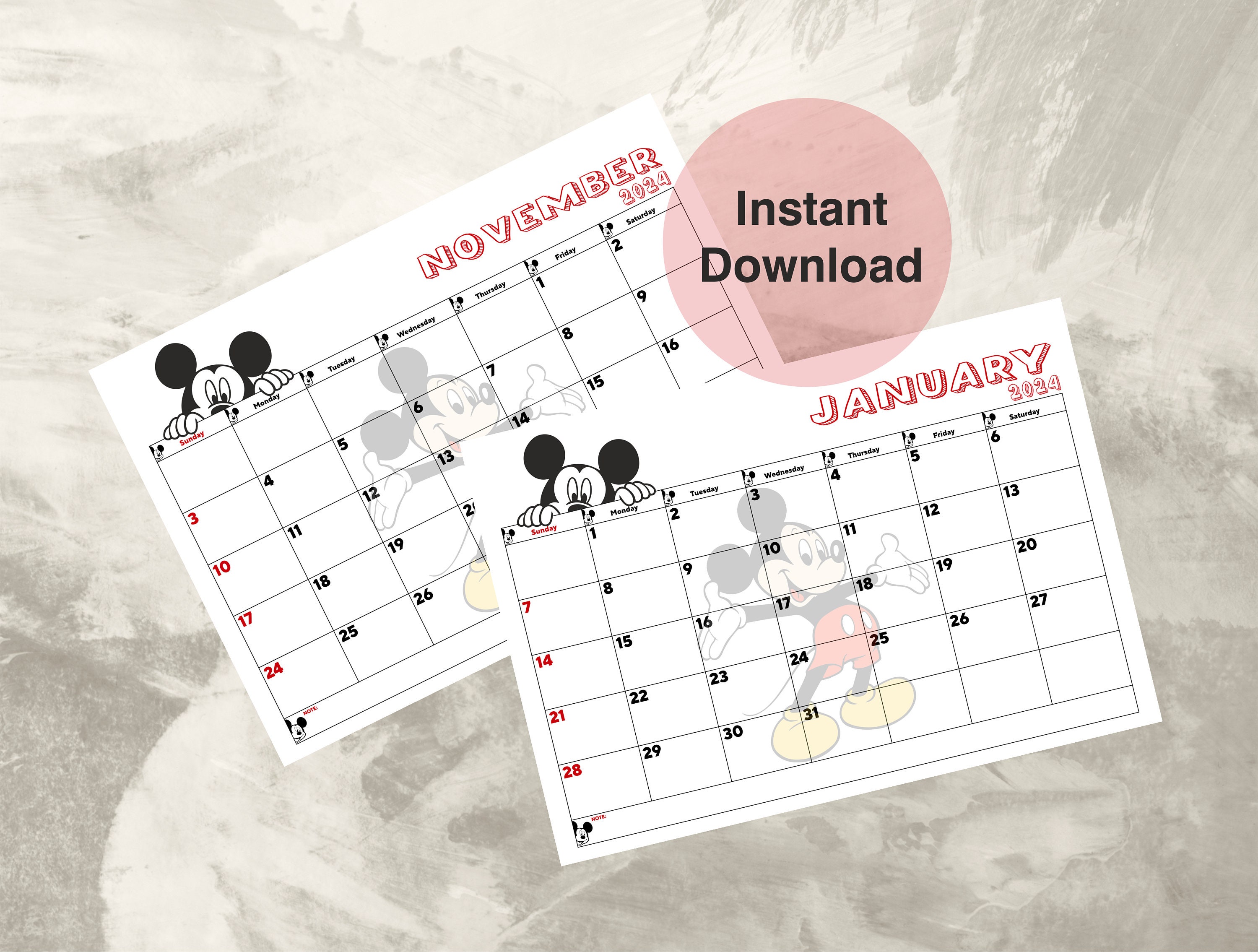 2025 Mickey Mouse Calendar, Mickey Mouse Calendar Digital Calendar