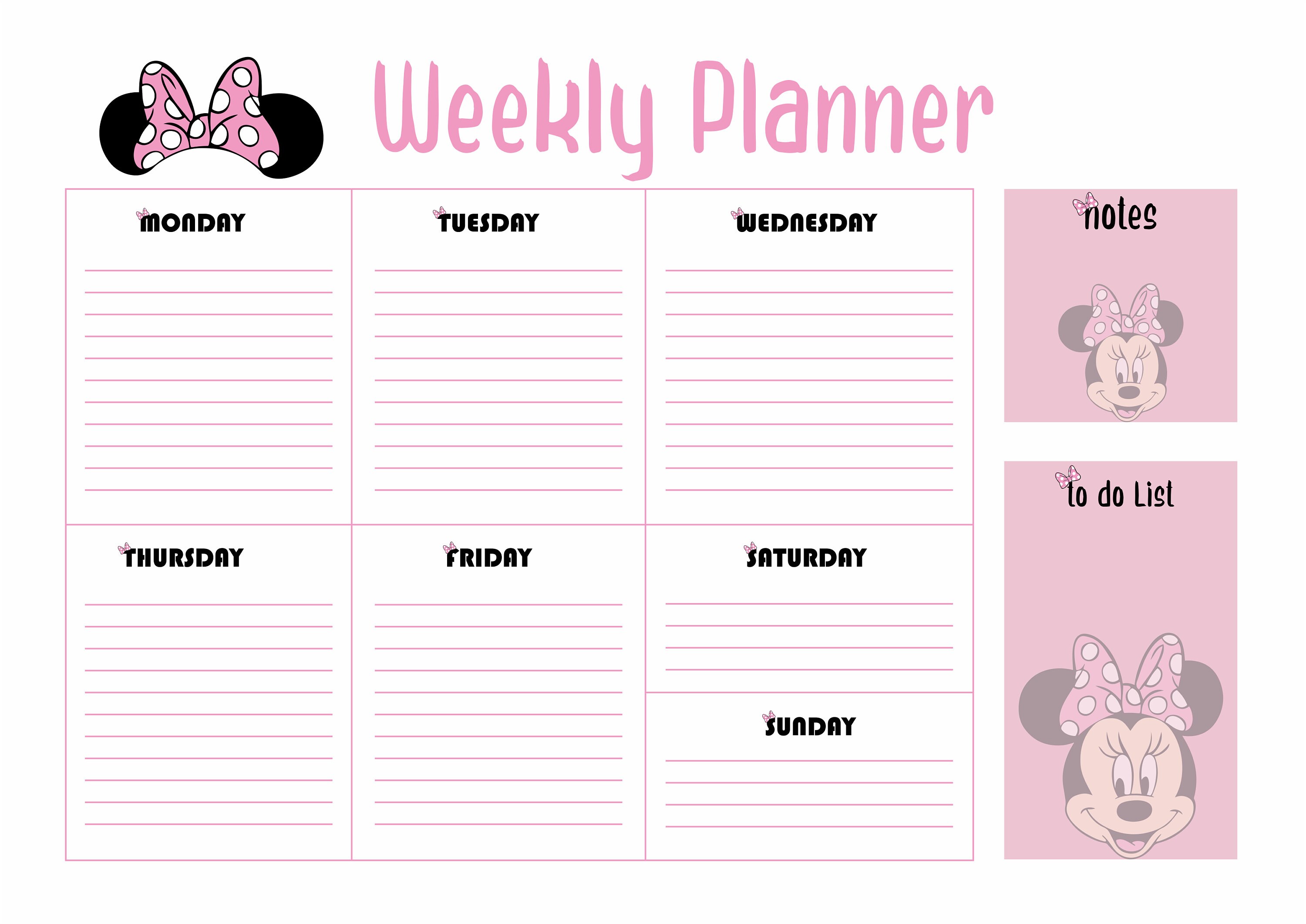 Mickey Mouse and Minnie Mouse Weekly Planner Kids Planner , Lesson