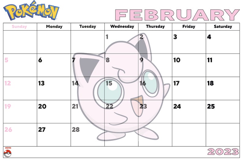 2023 Pokemon Calendar and Pokemon to Do List Pikachu - Etsy