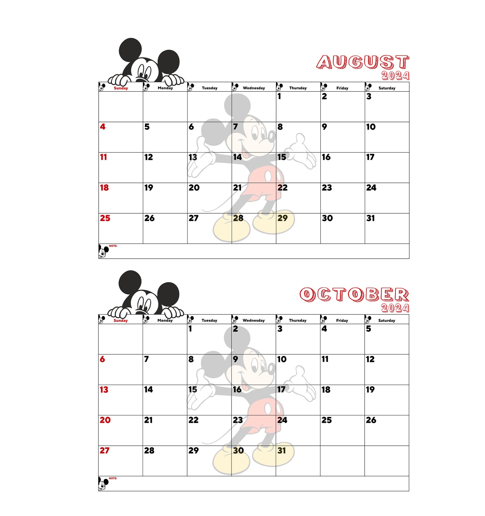 2024 Mickey Mouse Calendar, Mickey Mouse Calendar Digital Calendar