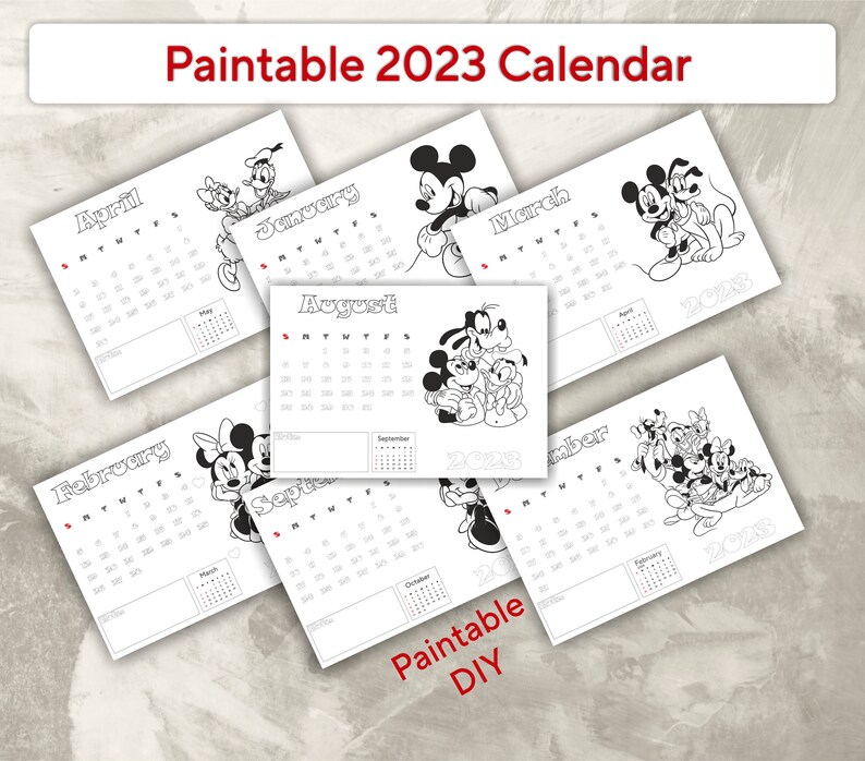Mickey Mouse Coloring Page Calendar 2023 , Mickey and Minie Mouse