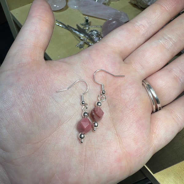 Faceted Rhodonite Earrings