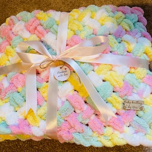 Crochet baby blanket, Rainbow baby blanket, Multicolor striped bright blanket, Gift for newborn, cover bedding stoller crib blanket