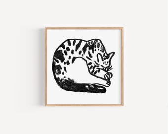 Black Cat digital download Wall Art, Cute Cat Room Wall Print, Adorable Kitten Art, Cat Lovers Gift, Playful Children's Room Wall Art Gift