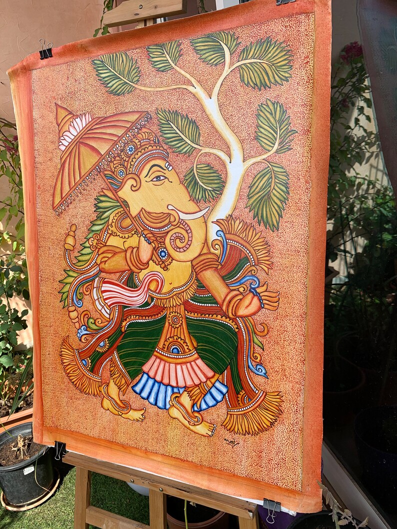Ganesha Mural Painting Temple Art Acrylic Painting Kerala Etsy