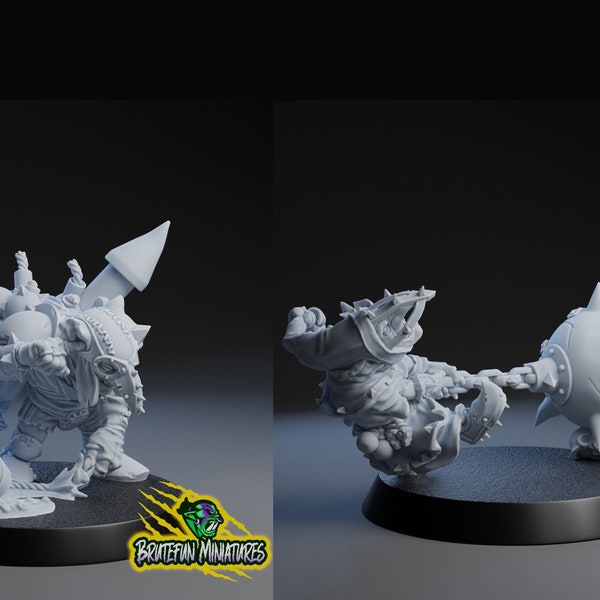 Goblin Bomber and Ball and Chain Star Players (bundle) - Brutefun Miniatures Fantasy football Bowl. Gobbo Bomma, Brute Fun