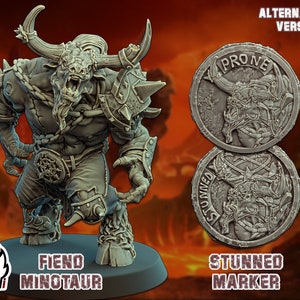 Chaos Minotaur z żetonem statusu - UGNI Miniatures Fantasy football Bowl, Chaos, Chorf, Renegade, Fiends, mino, Ogre, Troll