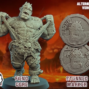 Chaos Ogre with status token - UGNI Miniatures Fantasy football Bowl, Chaos, Chorf, Renegade, Fiends, mino, Ogre, Troll