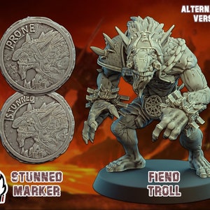 Chaos Troll avec jeton de statut - UGNI Miniatures Fantasy football Bowl, Chaos, Chorf, Renegade, Fiends, mino, Ogre, Troll