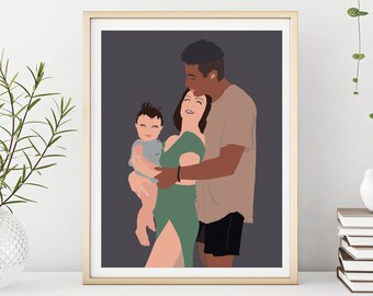 Retrato de cara, ilustración personalizada, ilustración fotográfica, regalo personalizado, retrato personalizado, retrato de pareja, regalo familiar, regalo de San Valentín