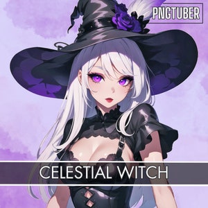 Mystic WITCH PNGTUBER | White Hair Female PNG tuber | Ready To Use| VTuber, Twitch, Premade 2D Asset| Veadotube| Cute Female Model