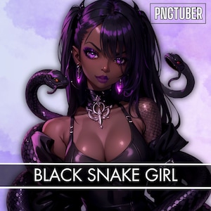 PNGTUBER BLACK SNAKE Girl | Dark Skin VTuber, Premade Model For 2D Asset Streaming in Veadotube | Mysterious Serpent Pngtuber girl