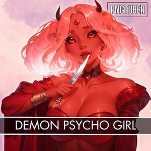 PNGTUBER DEMON Girl | Red png tuber | Female Monster | Ready To Use Model | VTuber, Premade 2D Asset