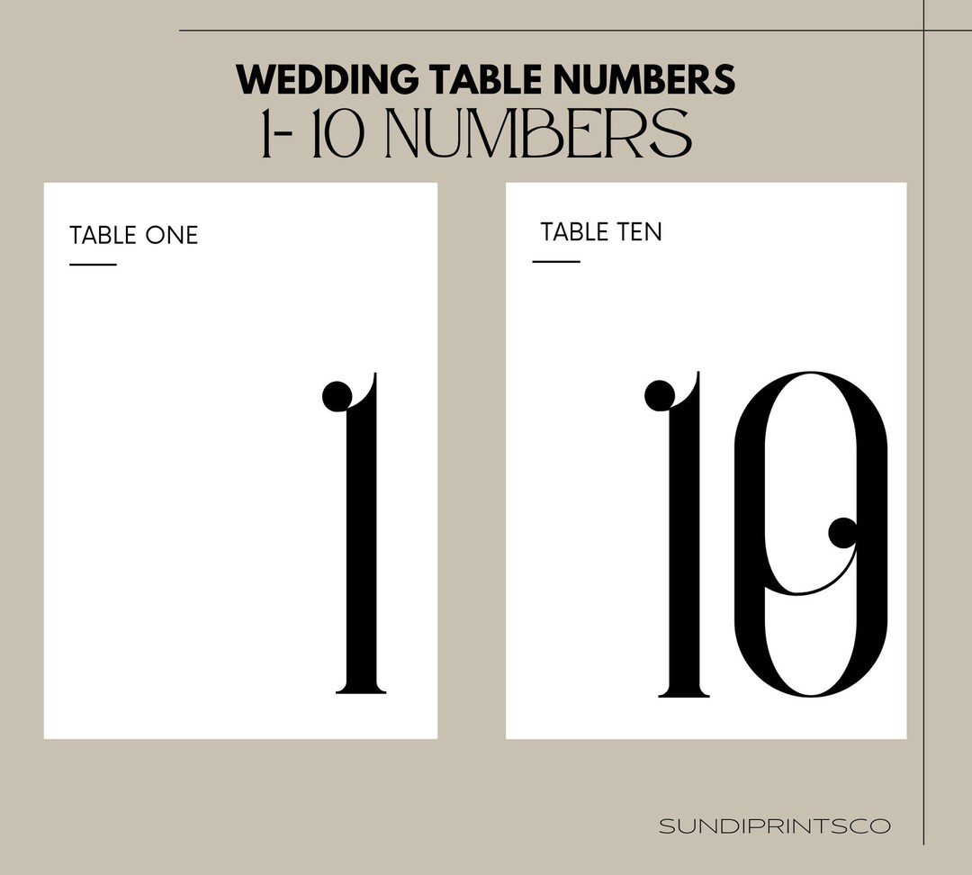 Wedding Table Number Template With Large Table Numbers Etsy