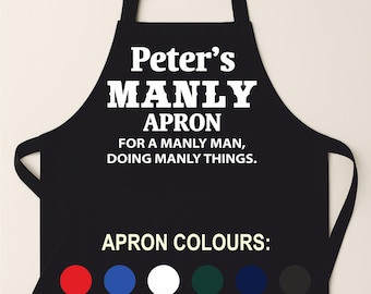 Personalised Manly Apron – Funny Cooking Apron for Him – With Pockets