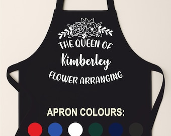 Personalised Flower Arranging Apron with Pockets – Queen of Flowers Design