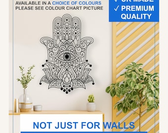 Hamsa Hand Vinyl Wall Decal – Boho Evil Eye Protection Sticker (Black, White, More)