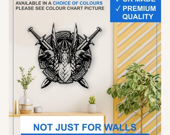 Viking Warrior Vinyl Wall Decal – Norse Viking Helmet Sticker (Black, White, More)