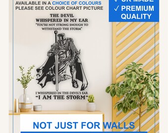 I Am The Storm Vinyl Wall Decal – Knight Warrior Quote Sticker (Black, White, More)