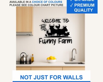 Welcome to the Funny Farm Vinyl Wall Decal – Matte Farmhouse Sticker (Black, White, More)