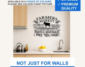Farmers Market Vinyl Wall Decal – Matte Black Farmhouse Kitchen Sticker