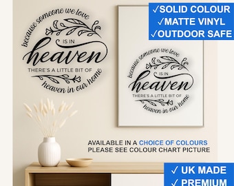 In Loving Memory Vinyl Wall Decal – Heaven Remembrance Quote Sticker (Black, White, More)