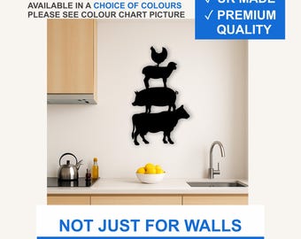 Farm Animal Stack Vinyl Wall Decal – Matte Silhouette Sticker (Black, White, More)
