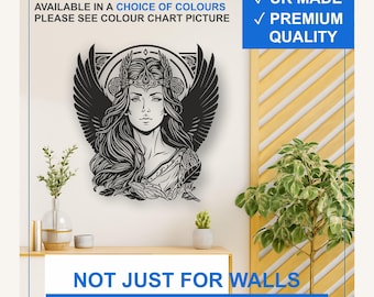 Valkyrie Goddess Vinyl Wall Decal – Norse Warrior Angel Sticker (Black, White, More)