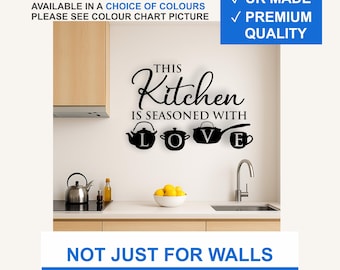 This Kitchen is Seasoned with Love Vinyl Wall Decal – Matte Black Quote Sticker