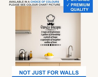 Family Recipe Vinyl Wall Decal – Matte Black Kitchen Quote Sticker