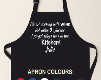 Personalised Funny Wine Apron with Pockets – Kitchen Design