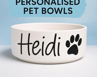Personalised Ceramic Pet Dish – Custom Name Dog & Cat Feeding Bowl – Sublimated Design (Small/Large)