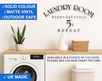 Laundry Room Wall Decal – Matte Vinyl Home Decor – Wash Dry Fold Design