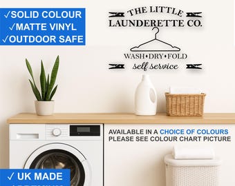 Little Launderette Wall Decal – Laundry Room Vinyl Sticker – Self Service Sign