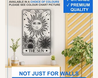 Tarot Sun Card Vinyl Wall Decal – Celestial Boho Sticker (Black, White, More)