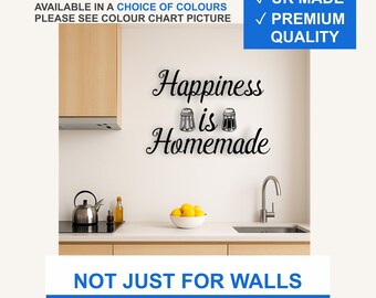 Happiness is Homemade Vinyl Wall Decal – Matte Black Kitchen Quote Sticker